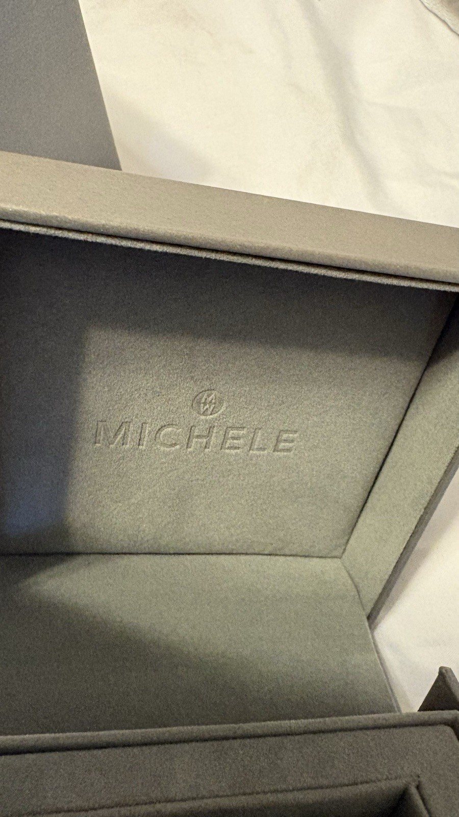 MICHELE Deco 33mm Rectangle Diamond Marker Quartz Silver SS Bracelet Box