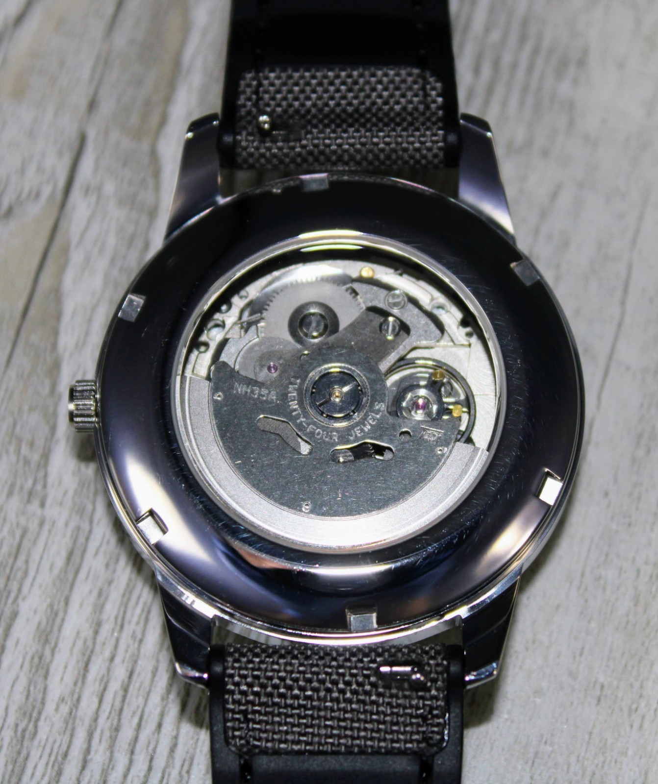 Ice Blue Dial Automatic Watch, Minimalist Watch, Hybrid Cordura Strap, NH35