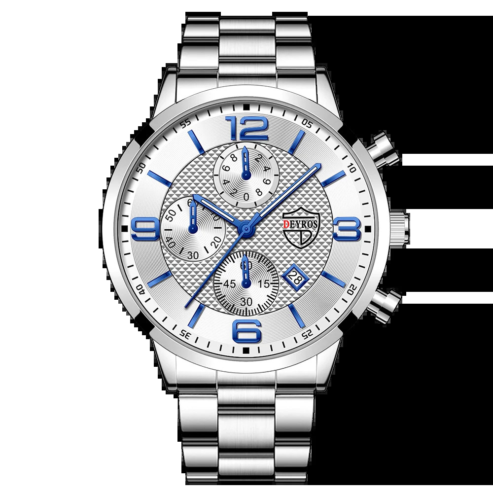 Luxury Men’s Stainless Steel Quartz Sports Watch with Luminous Features