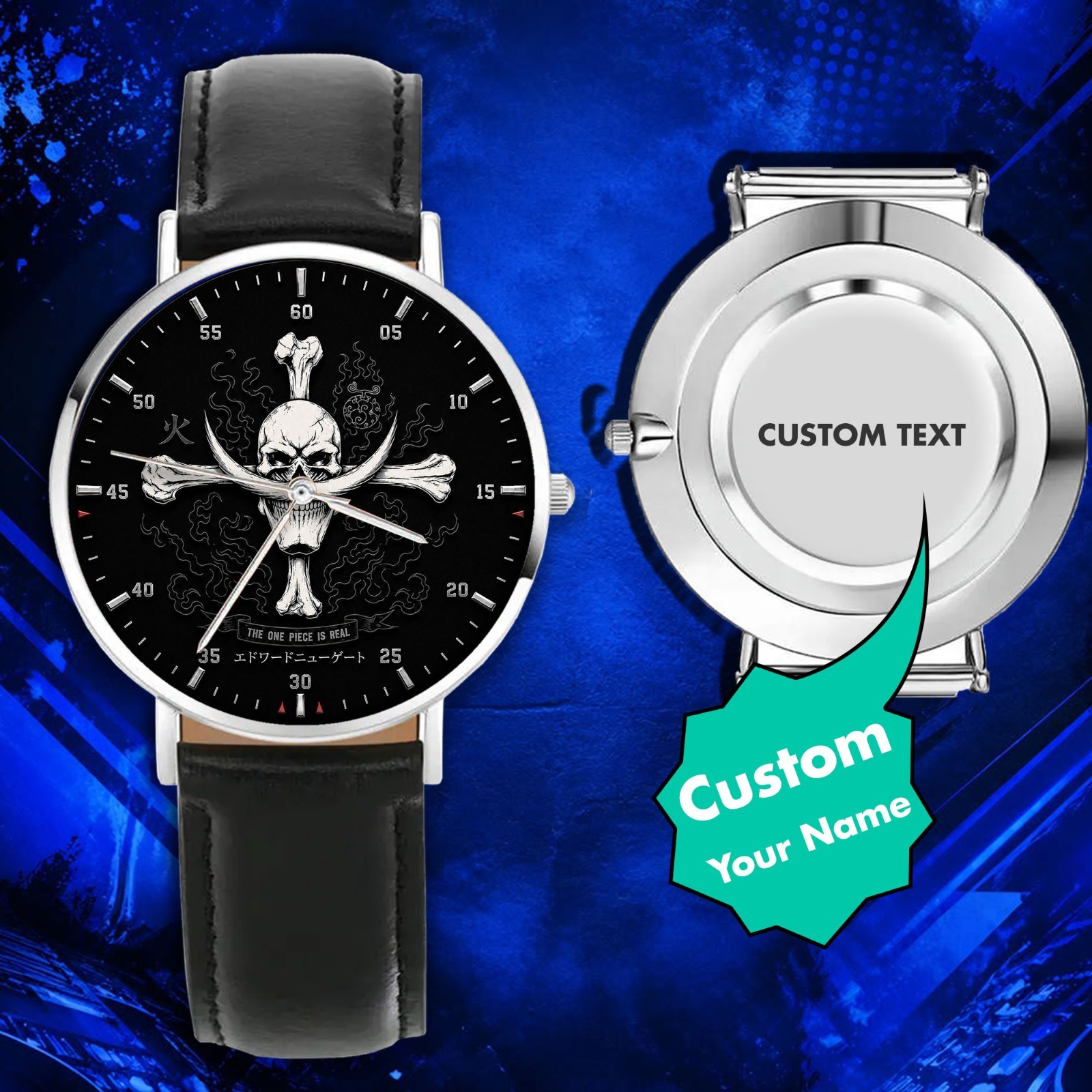 Wristwatch Custom Whitebeard Skull Watch Personalized Pirate Inspired Engraved