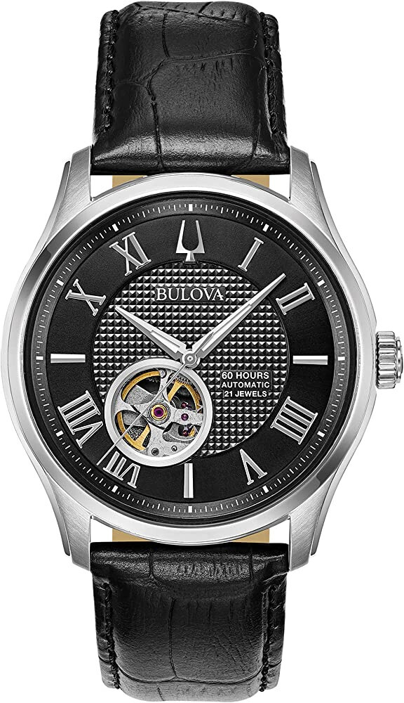 Bulova 96A217 Wilton Automatic 21 Jewels Black Leather Strap Men’s Watch $595