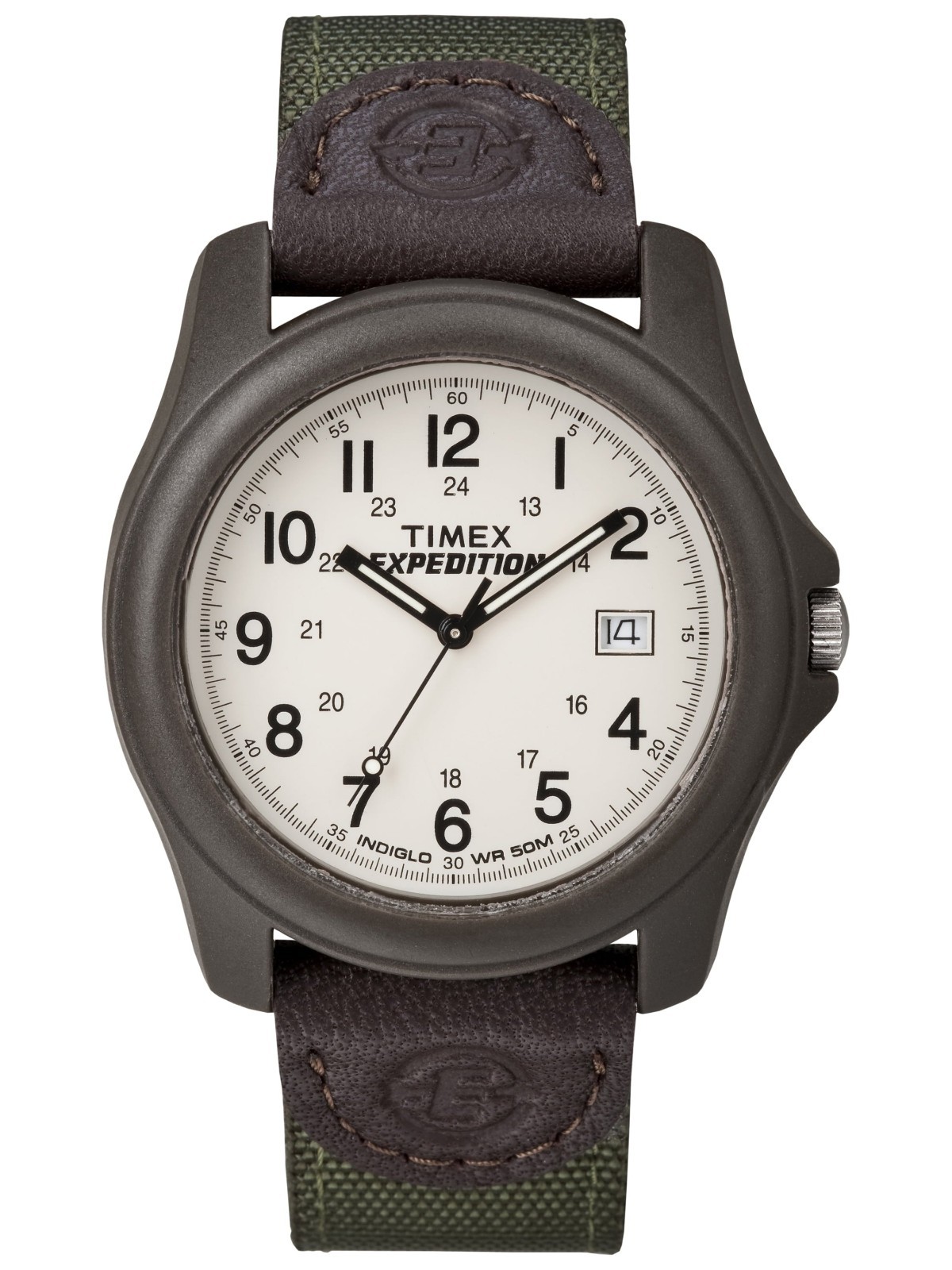 Timex Expedition T49101 39mm Black Resin Indiglo Quartz Watch White Dial