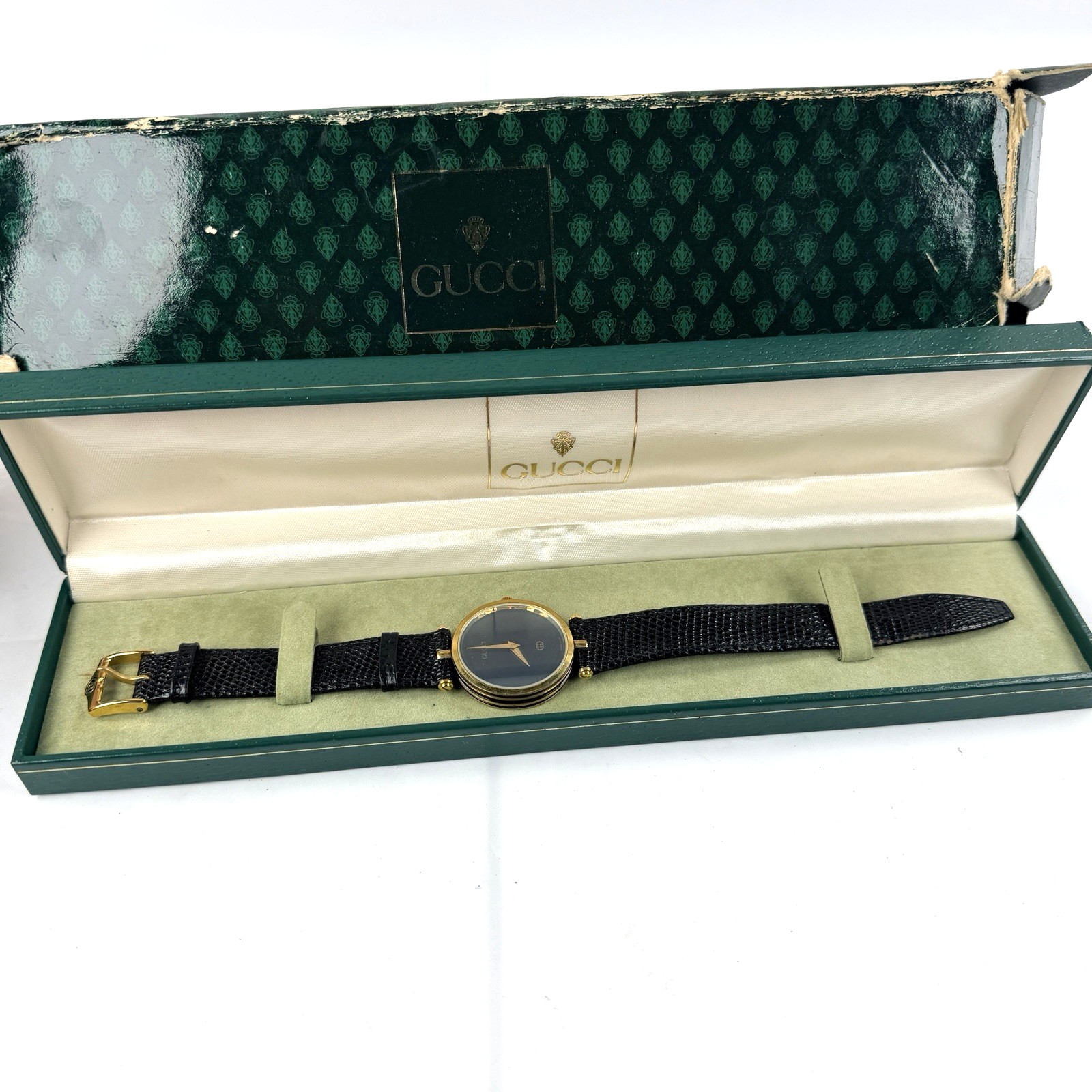 Vintage Gucci Sherry Line 2000L Swiss Made Ladies Watch Black Leather 14mm