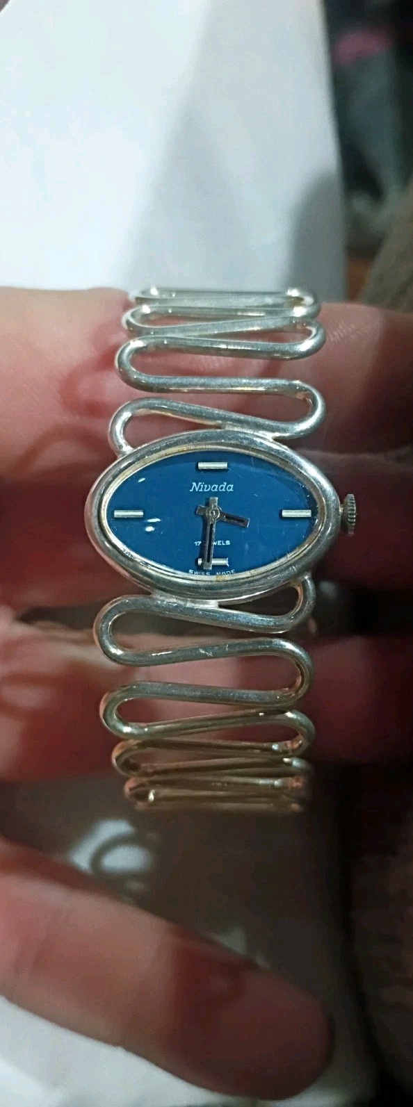 Nivada Grenchen & Andreas Daub Modernist .800 Silver Watch ( Running).