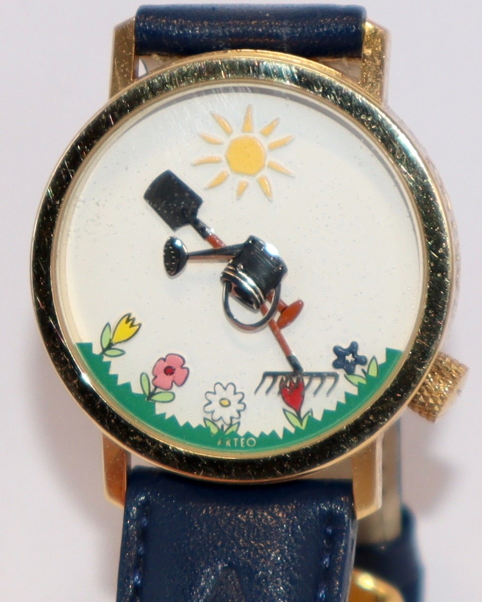 Akteo J.C. Mareschal Stainless Animated Watering Can Gardening Theme Watch