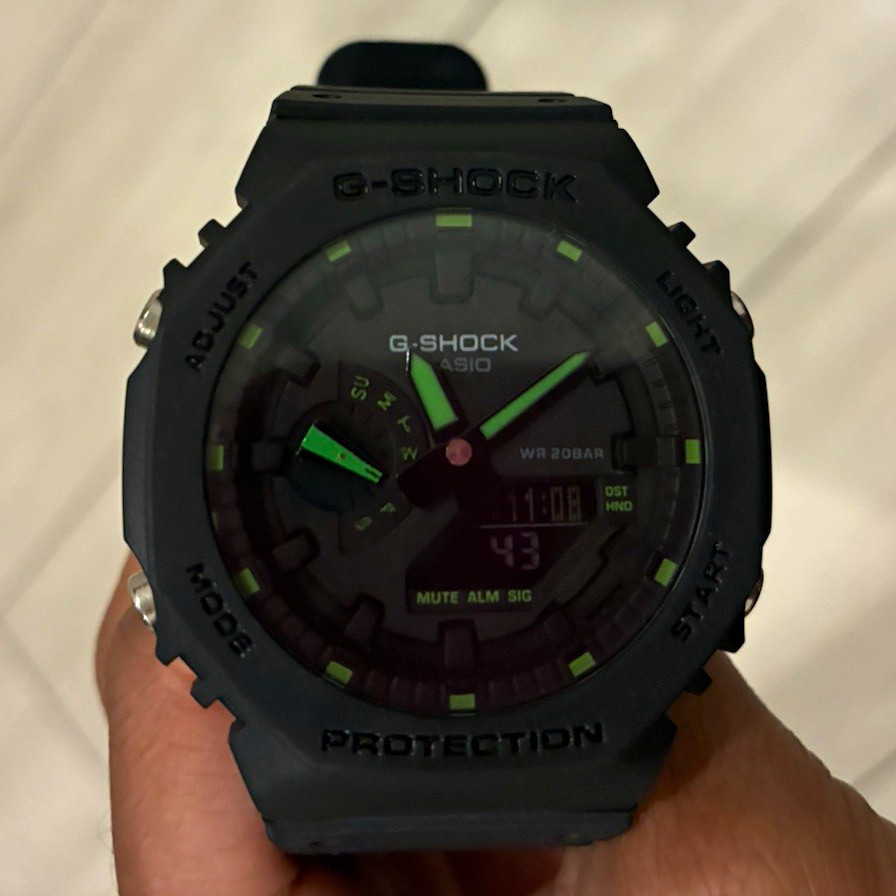 G-SHOCK Casio Analog-Digital Quartz Watch Black/Green Resin Strap 200m