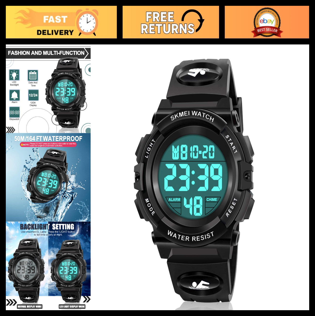 Waterproof LED Digital Watch for Kids – Perfect Gift for Boys & Girls
