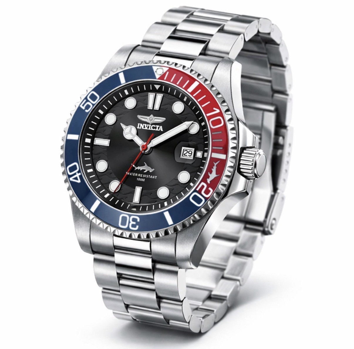 Invicta Pro Diver Men’s 43mm Stainless Steel 49712 Wristwatch Blue Red Bezel