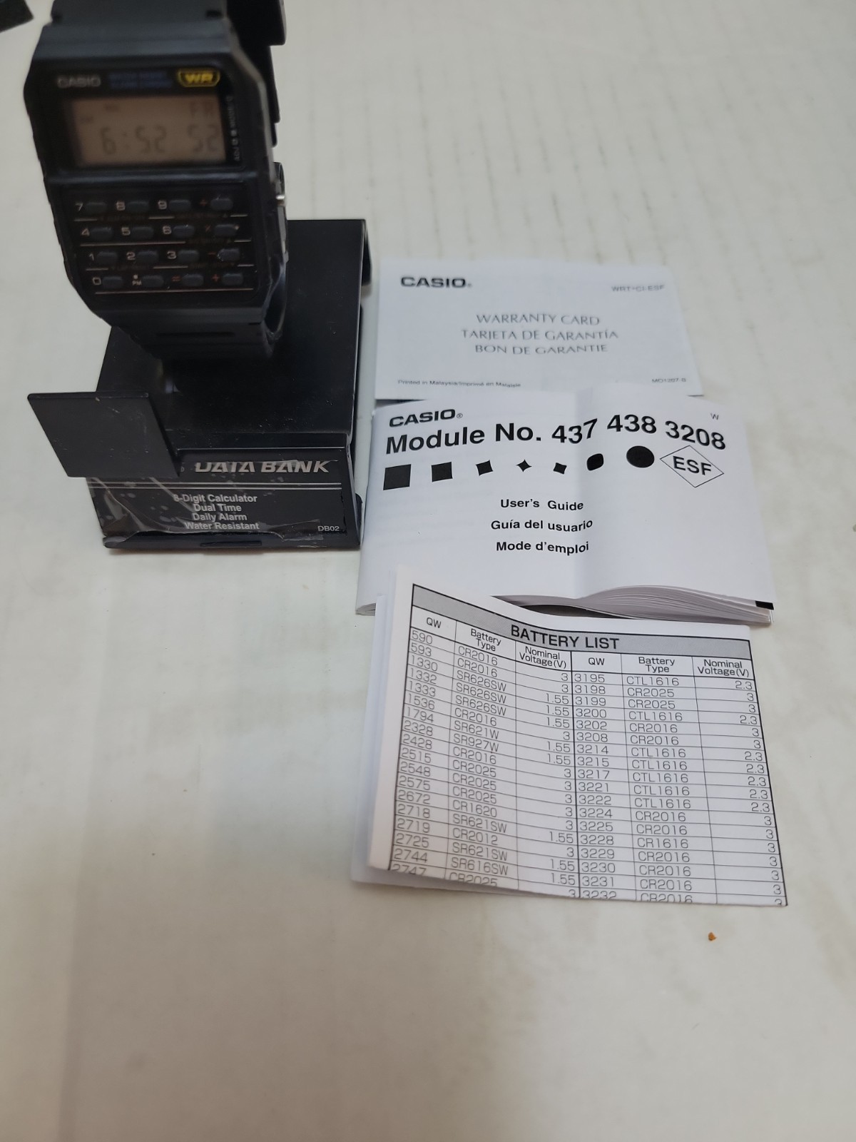 Casio CA-53W Databank Calculator Digital Quartz Watch, Black Resin, w/ Paperwork