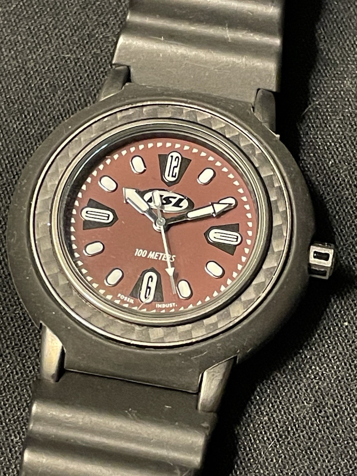 Fossil Men’s Watch Black Rubber Silicone Encased Steel Expansion Band FL 4118