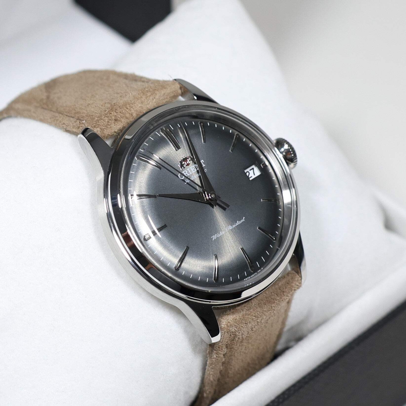 Orient Bambino Gray Dial Beige Leather Strap Men’s Classic Watch RA-AC0M13N30B