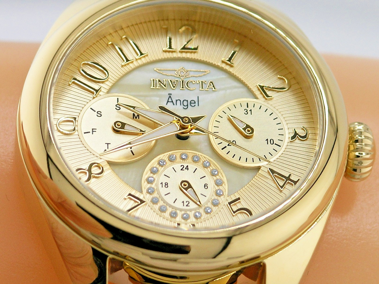 NEW INVICTA ANGEL 27455 MESH BRACELET MULTI FUNCTION STEEL WATCH GOLD 35MM