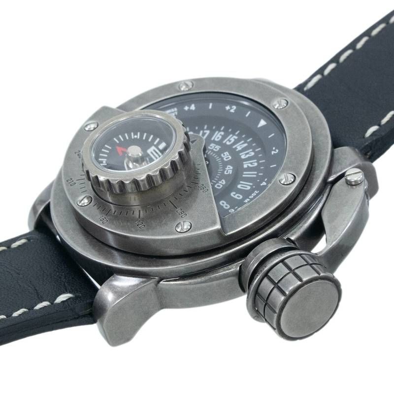 Working Condition RETROWERK Retro Watch Quartz Men’s R 004 Black Silver Marine R
