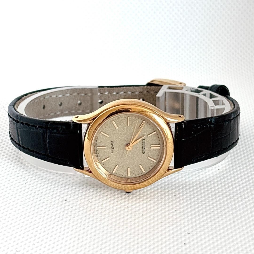 Excellent Condition Working Item Corporate Engraving Citizen Solar Gold Ladies