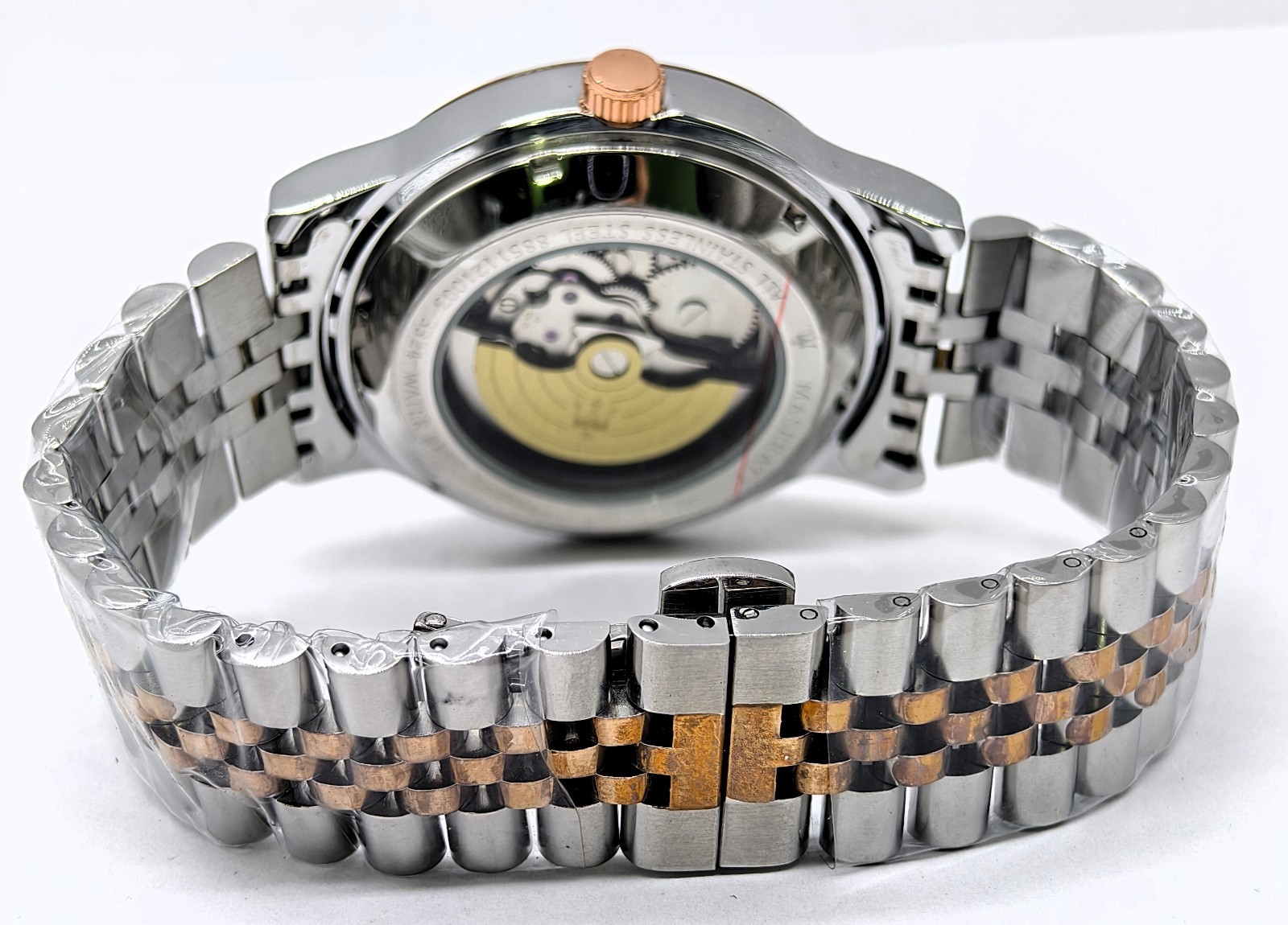 Awesome Maserati Automatic White Dial Dual Tone Band Analog Men’s Wrist Watch