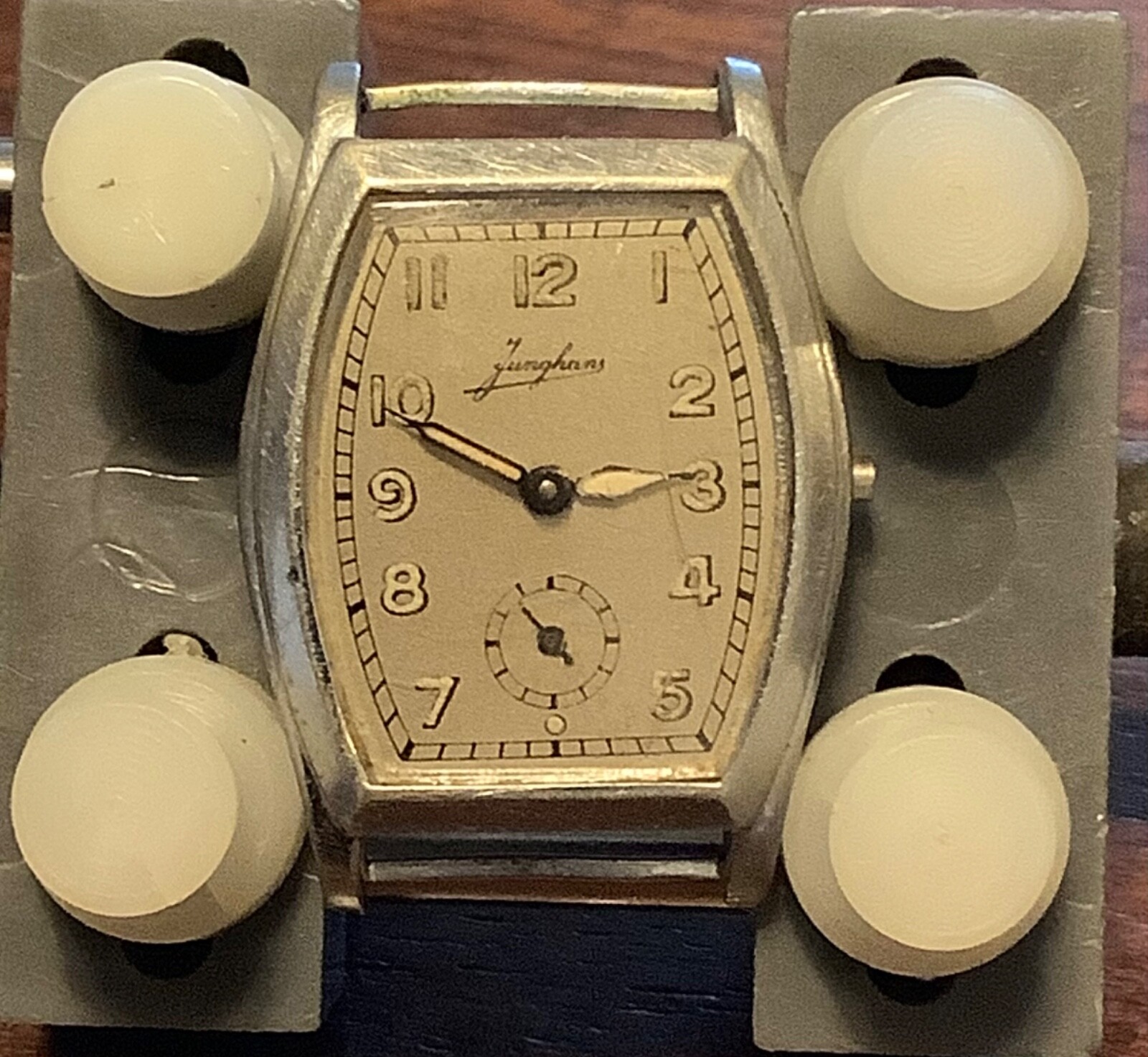 Junghans Men’s Watch / Cushion Case marked Junghans Boden / Signed J80 Movt.