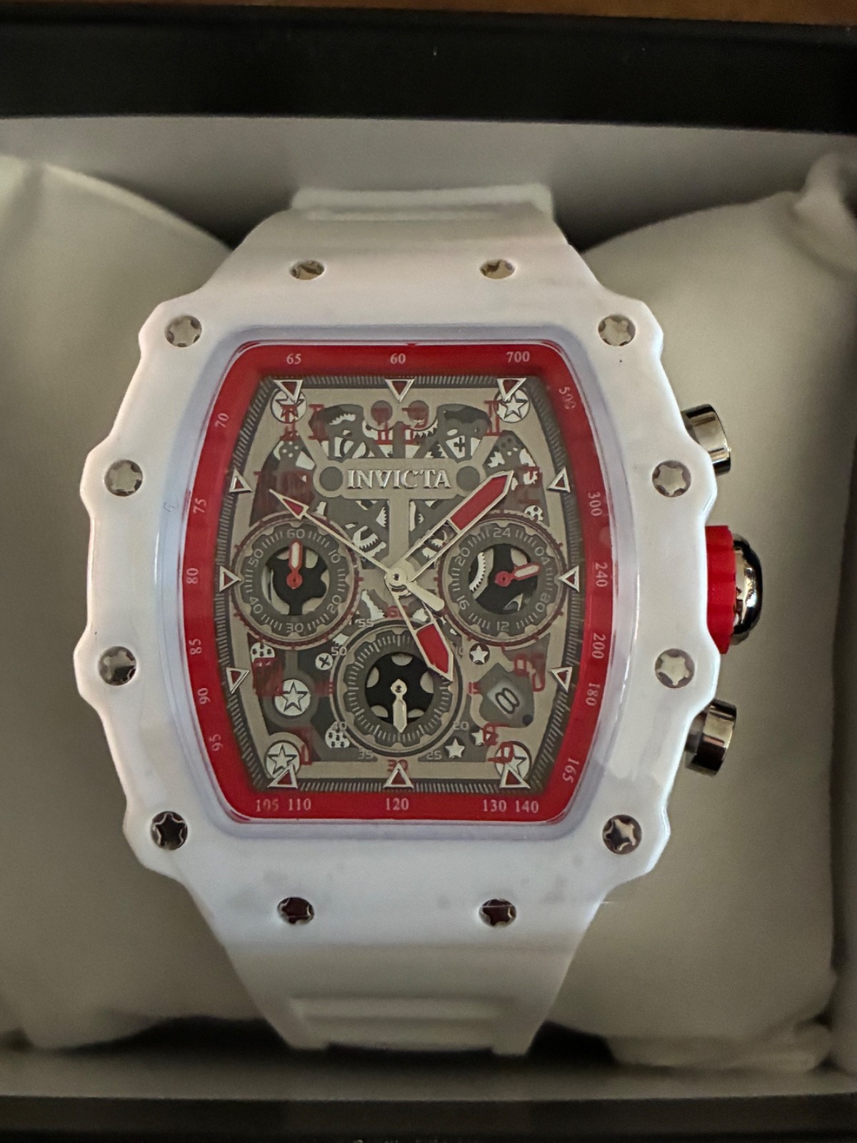 Invicta Racing Edition Model 69738 White/Red Skeleton Chronograph