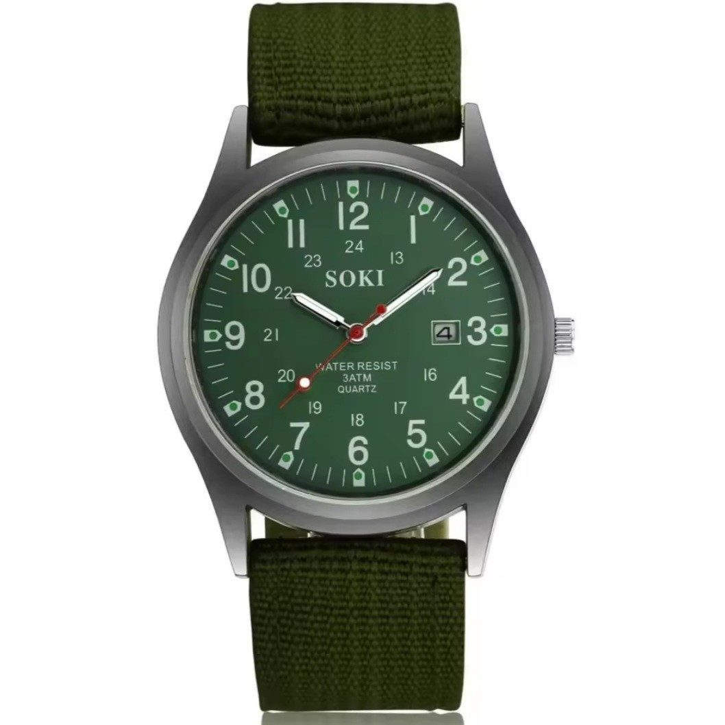 Luminous Military Army 24 Hours Dial Nylon Strap USA Date Quartz Watch