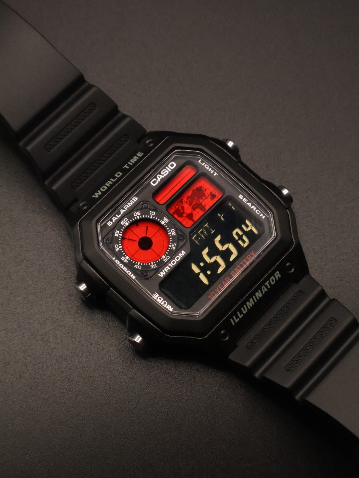 “Roulette” | 🔴⚫ Negative Display | Custom CASIO AE-1200 | Royale | HB Watch MOD