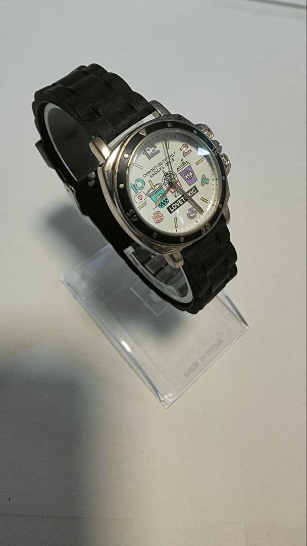 Lovetoxic Vintage Quartz Watch Black Casual Drink Motif 80mm