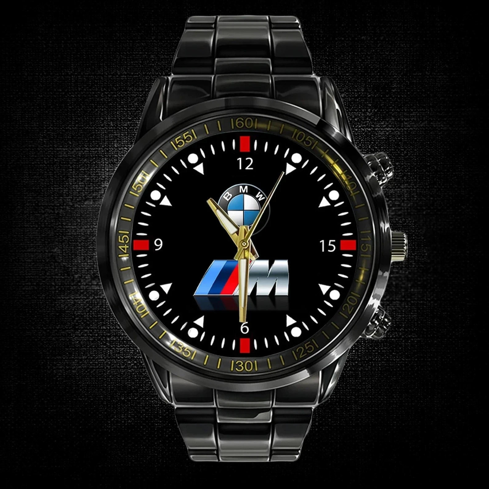 Bmw New Dial Logo wristwatch Metal,Leather band Free box
