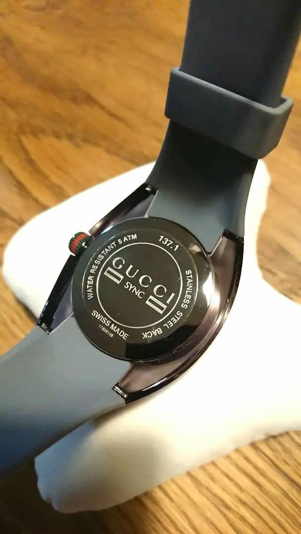 Gucci 46mm Watch Rubber Strap SYNC Gray Compatible with YA137109A