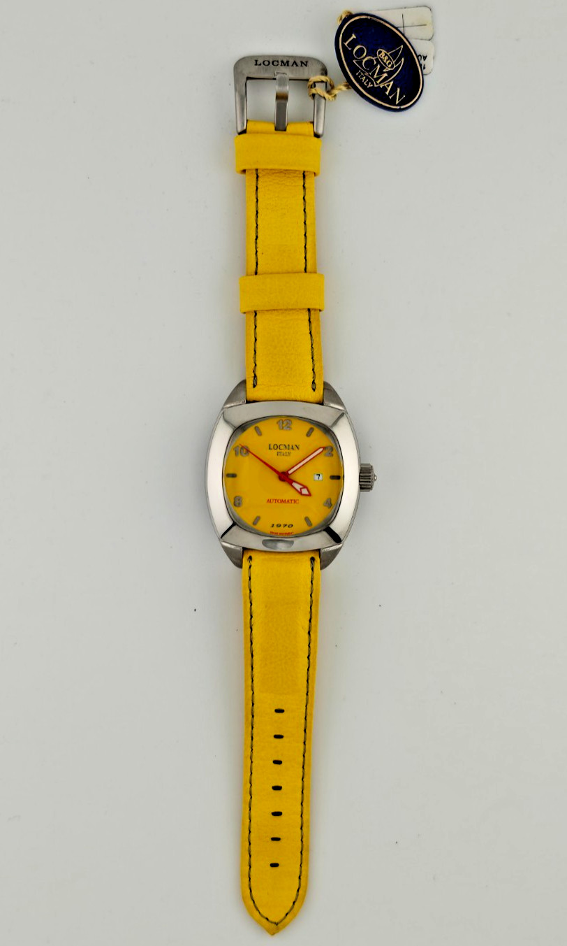 Locman 1970 Automatic Swiss Movement – Condition NOS Label RARE Yellow