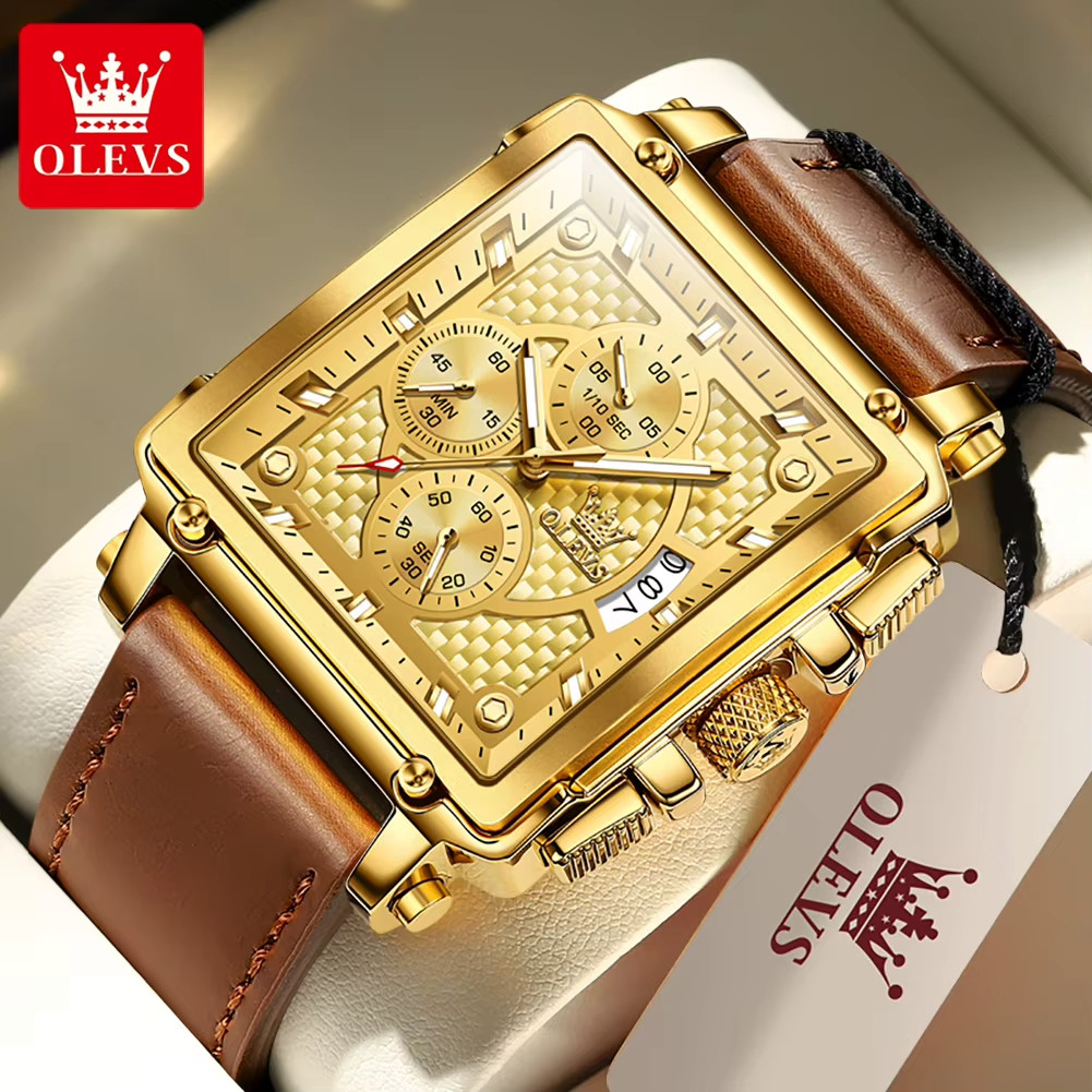 OLEVS 9925 Brand original authentic watches for man luxury Gift Box Belt large