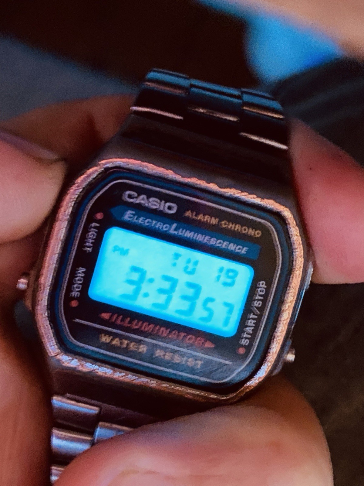 Casio A168 Illuminator Digital Watch Silver Electro Luminescence #8491