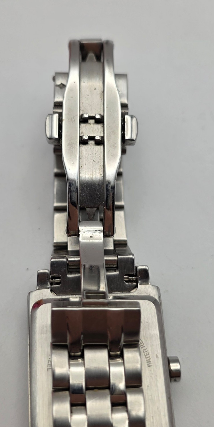 BMW Logo Rectangular Stainless Steel Bracelet Watch 5.5 In Wrist Silver Quartz