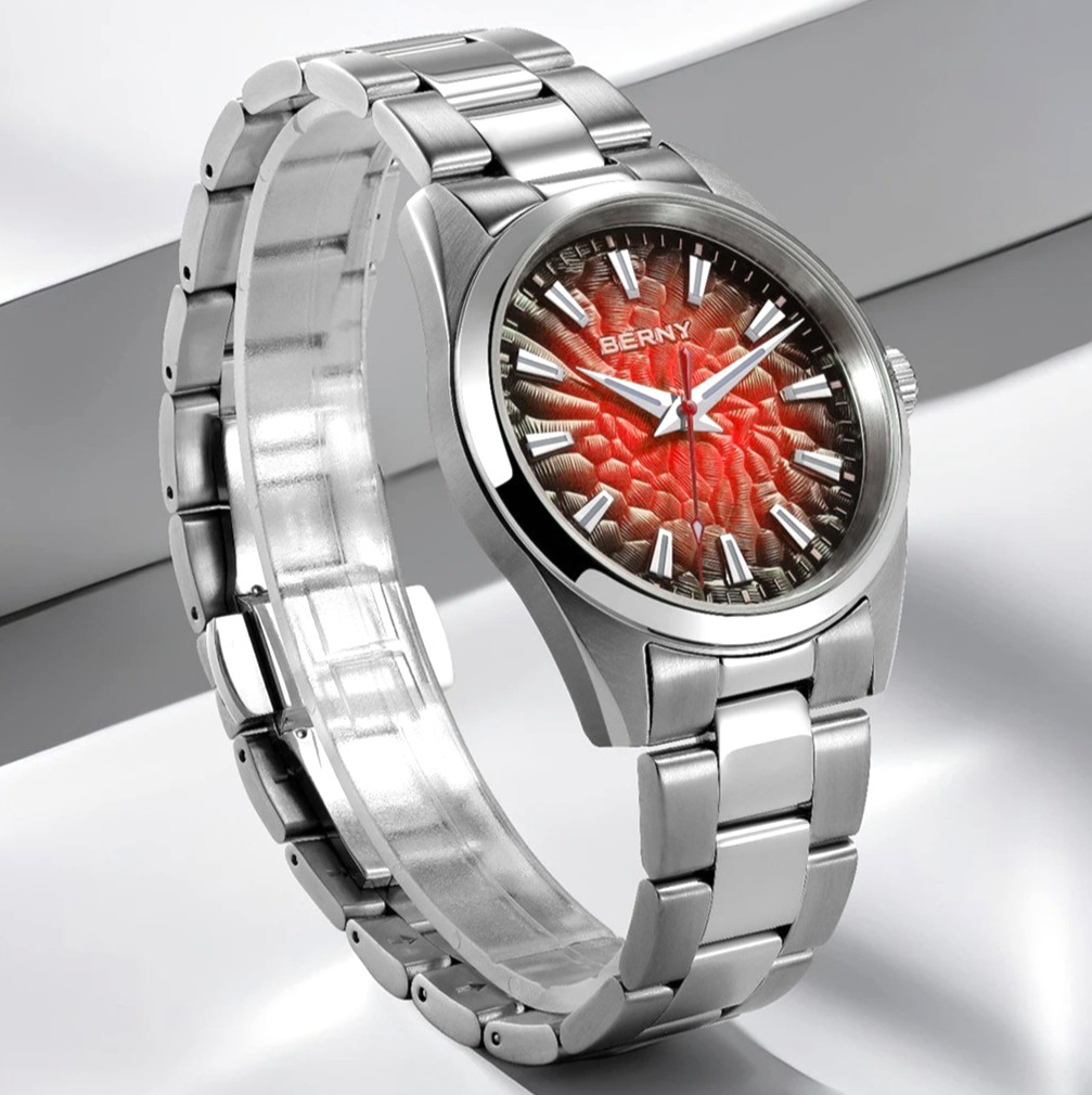 38MM BERNY Quartz Watch Men’s Luxury Sapphire 100M Waterproof Stainless Gift NEW
