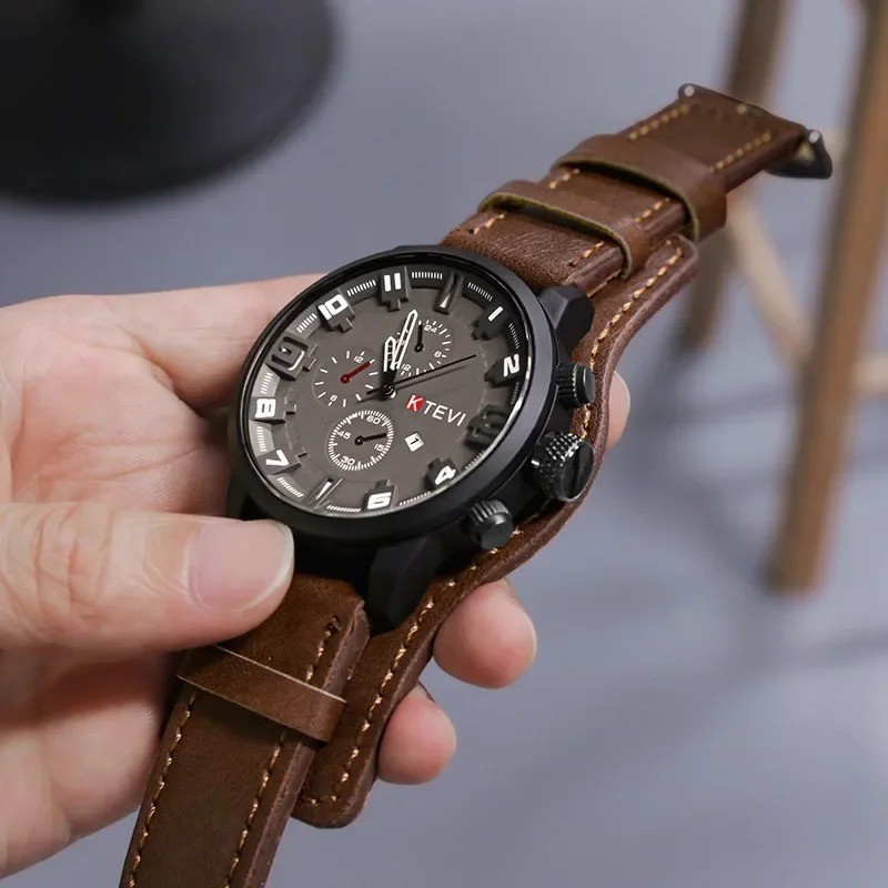 Men’s Watch Nylon/Leather Strap Waterproof Date Quartz Watch Casual Wristwatch