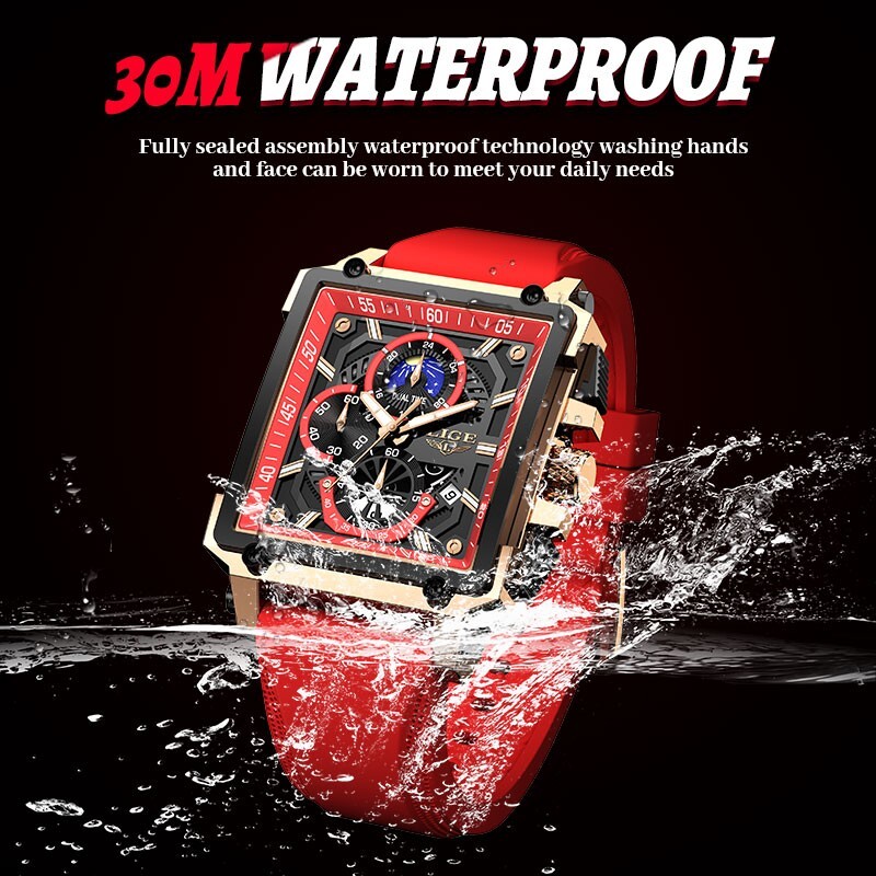 Men Watch Large Dial Quartz Luminous Date Moon image Waterproof Sport Wristwatch
