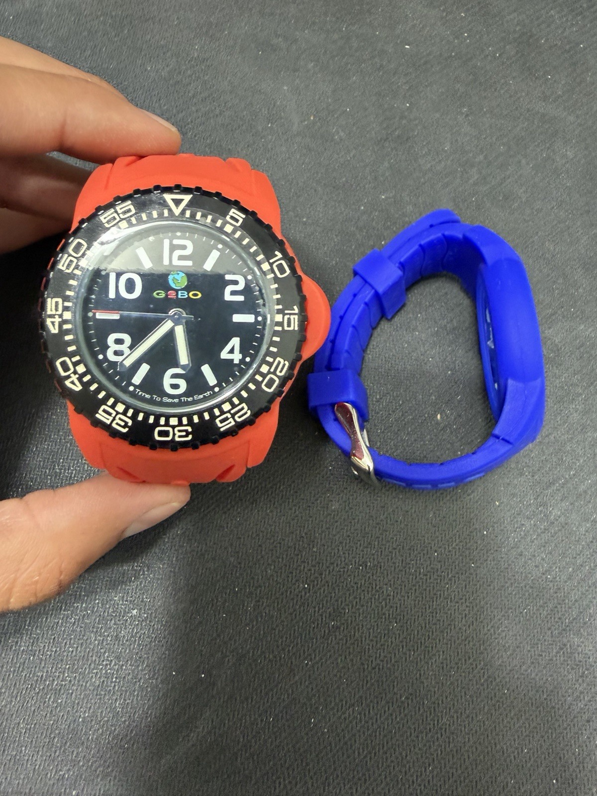 GEBO Time To Save The Earth Watch – 2 Straps Blue & Red – Old Stock