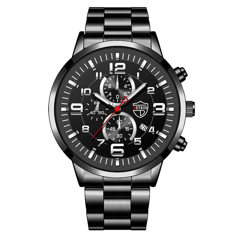 2023 Luxury Men’s Stainless Steel Quartz Sports Watch with Leather Band