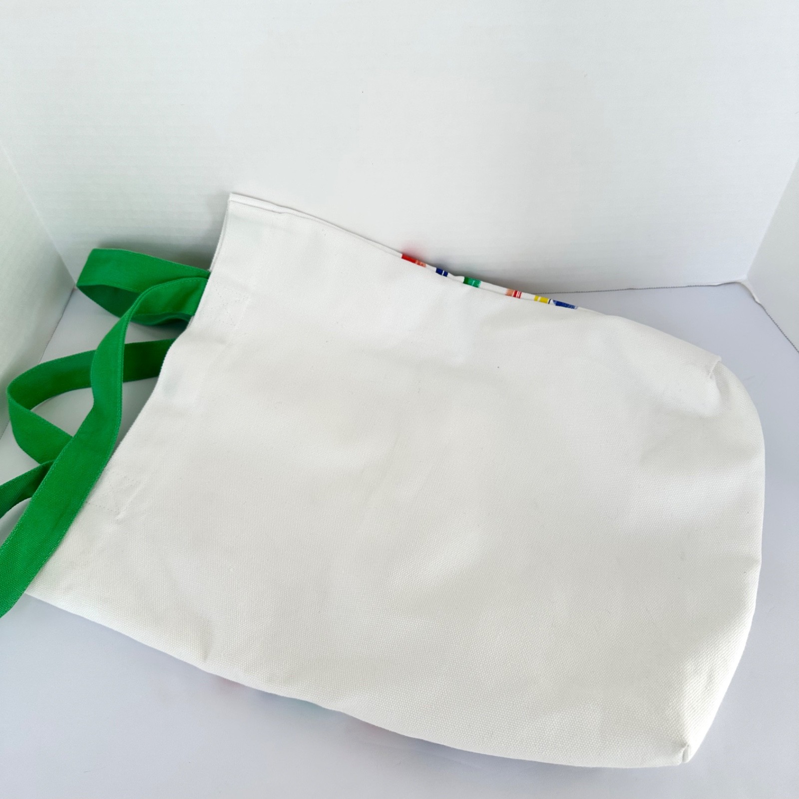 Swatch Watch Multi Color Stripes Thick Canvas Tote Bag w/ Inside Pocket & Clasp