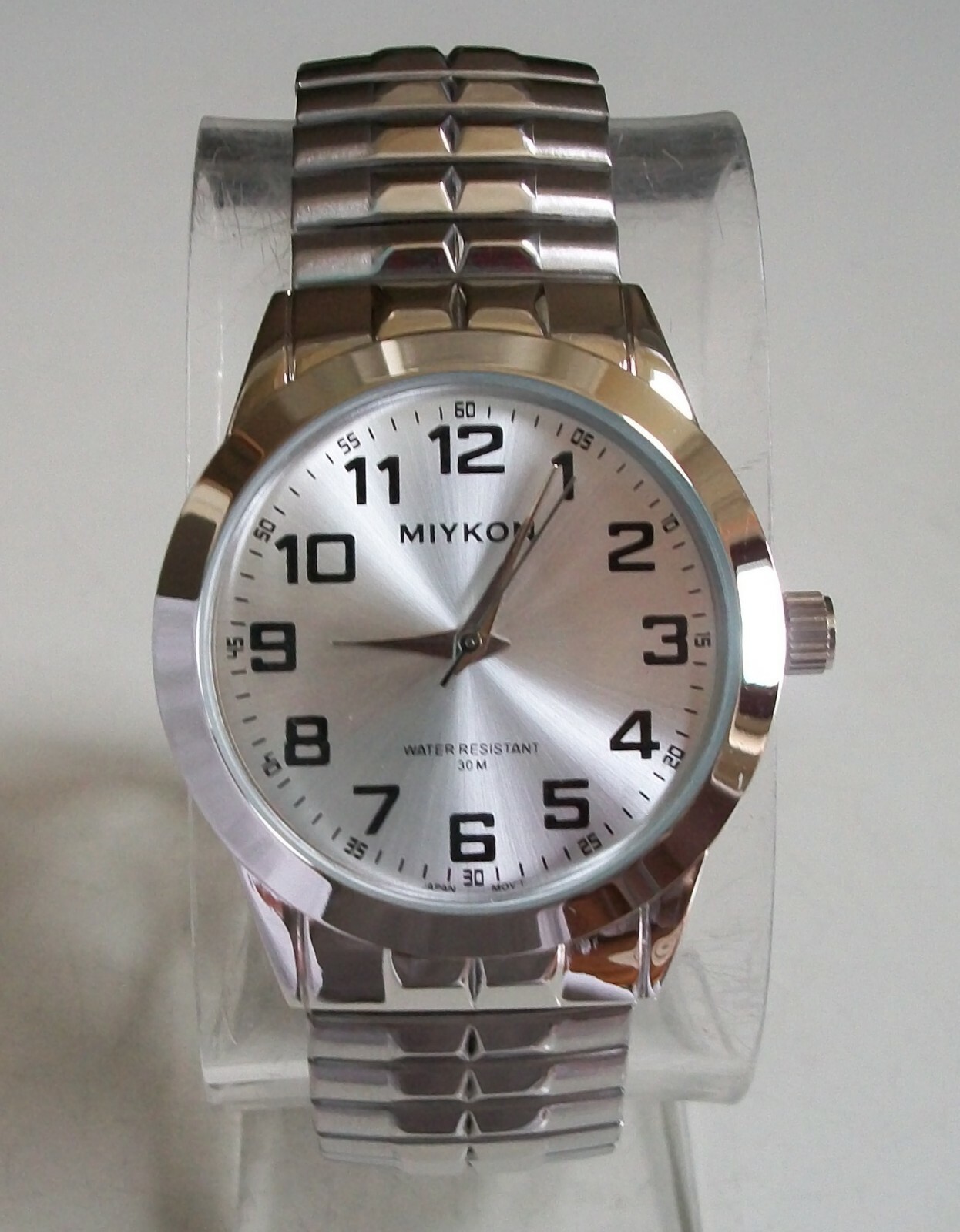 Men’s MIYKON Number Dial Casual Stretch Band Gold & Silver Finish Fashion Watch