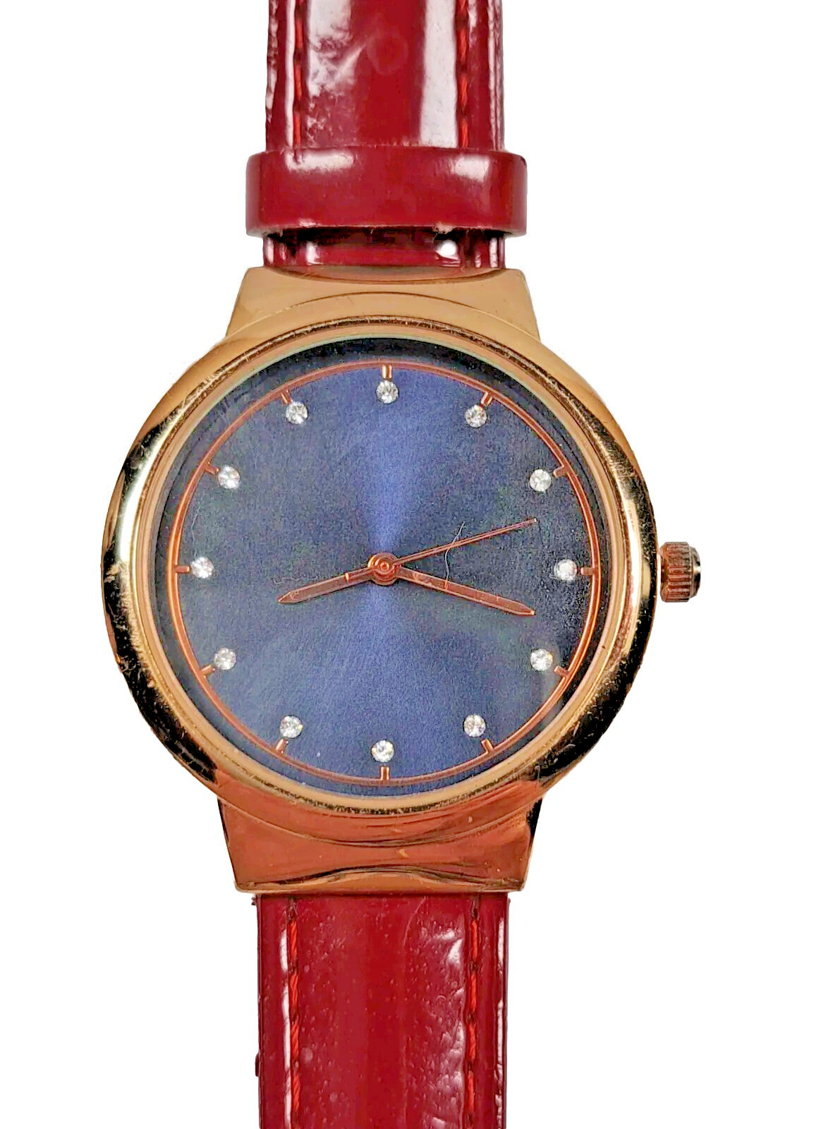 Unbranded 9.5″ Unisex Gold Toned Watch Black Dial Red Band New Battery