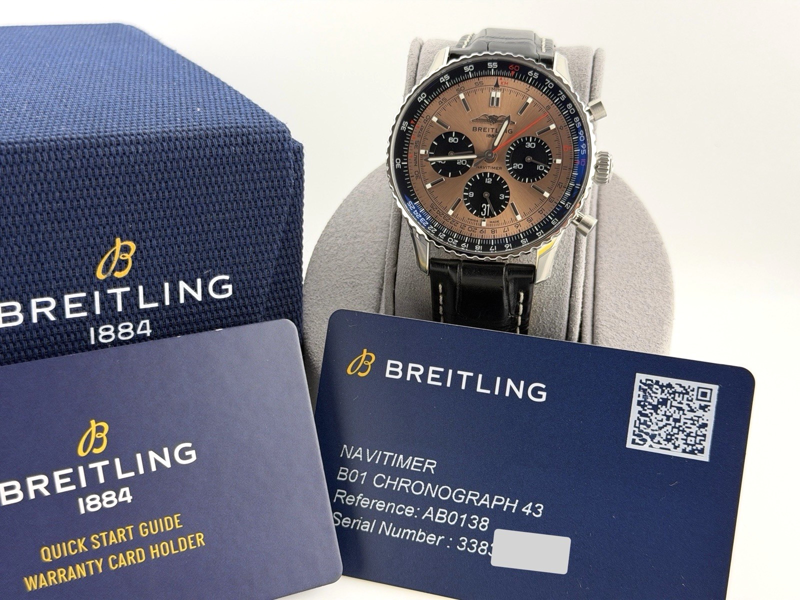 Breitling Navitimer B01 AB0138 43mm Copper Dial Stainless Steel Box Papers