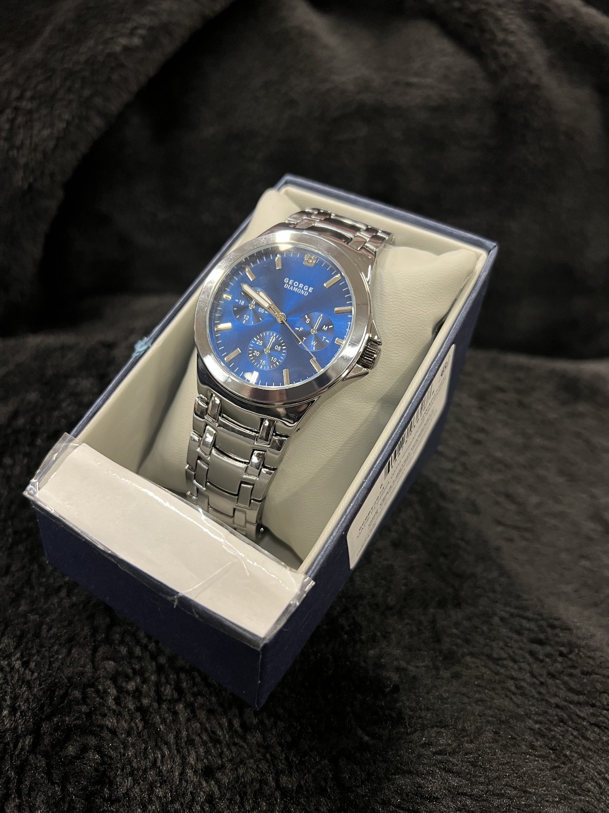 George Watch Men’s Blue Black Stainless Steel Round Quartz Analog with Subdials