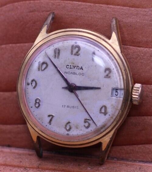CLYDA INCABLOC 17j VINTAGE MEN’S WRIST WATCH 29.8mm CASE 15.5mm LUG RUNS (GA)
