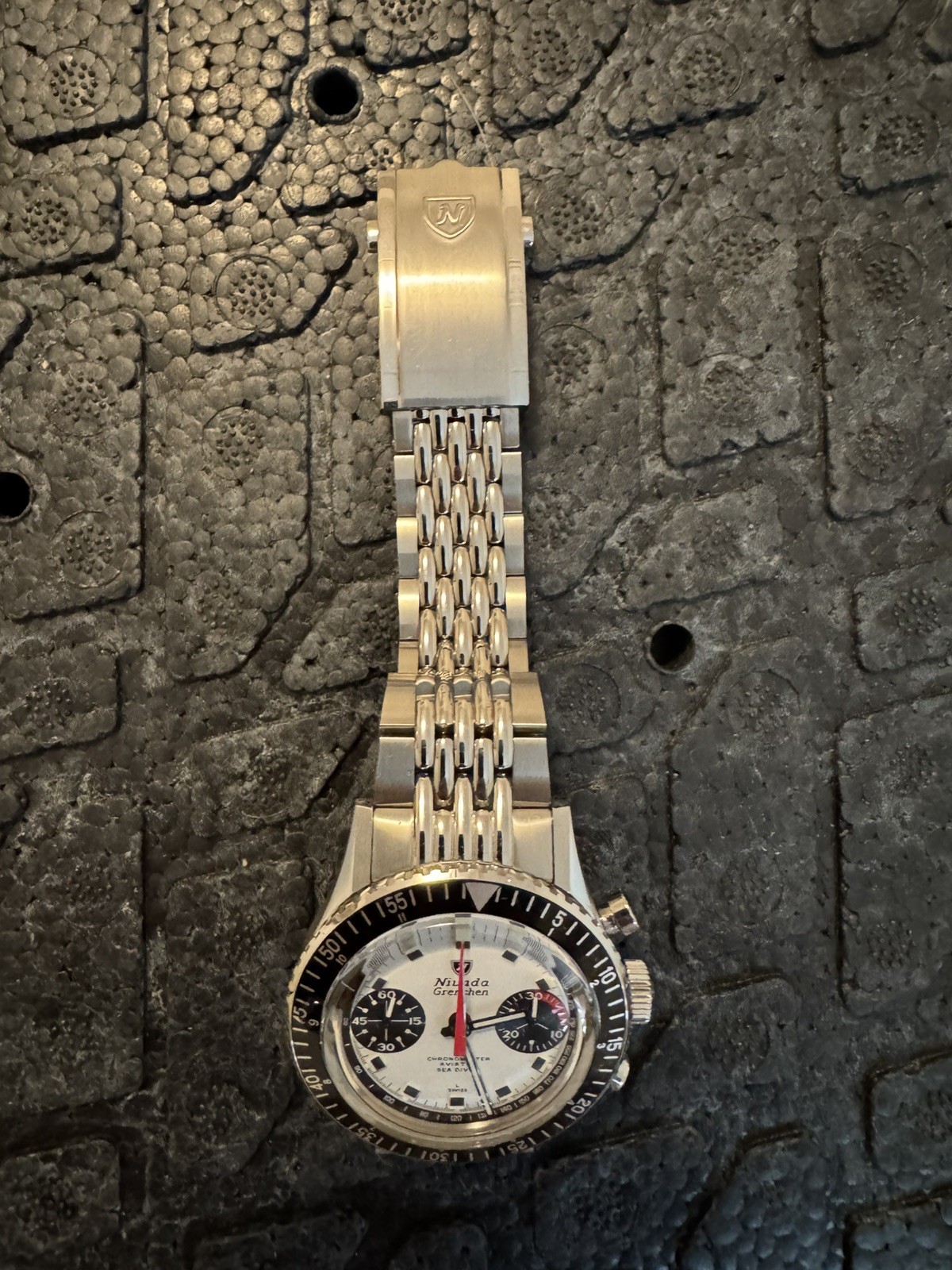 Nivada Grenchen CHRONOMASTER PANDA – 38MM Interchangeable Bezel – Beads Of Rice