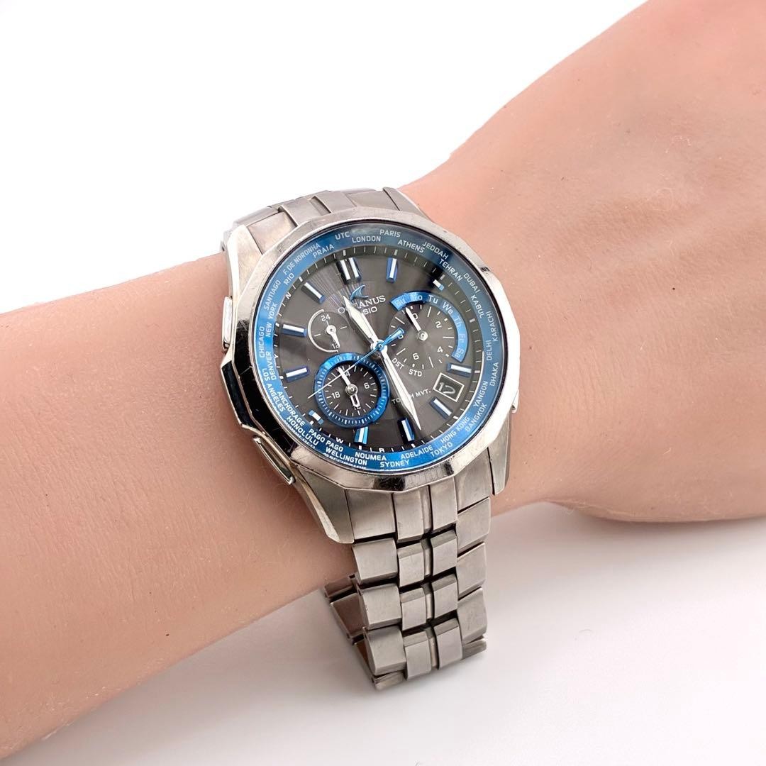 Casio Solar Oceanus Radio Controlled Women Wristwatch Blue Dial 18cm Titanium