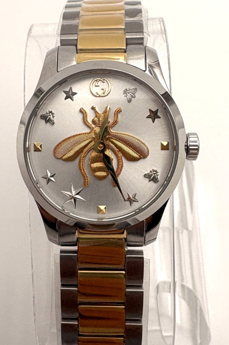 Gucci G-Timeless Two Tone Bee Motif 38mm Ladies Quartz Watch YA1264131
