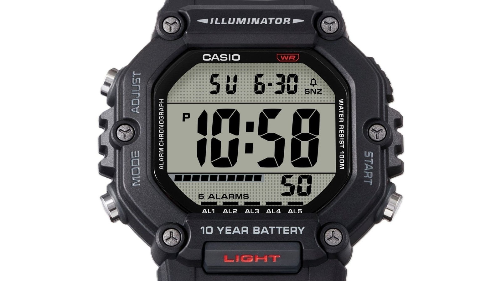 Casio Digital Resin Strap Quartz Black Dial AE-1600H-8BV 100M Men’s Watch
