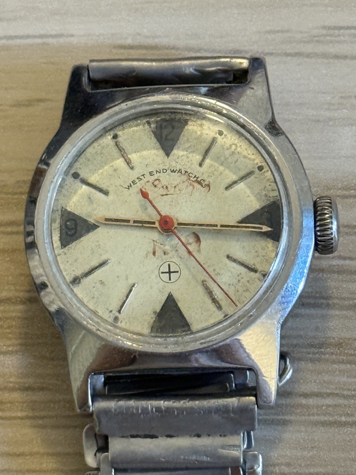 Vintage West End Watch white Dial Manual Wind Wrist Watch 33mm bamboo (ref61)