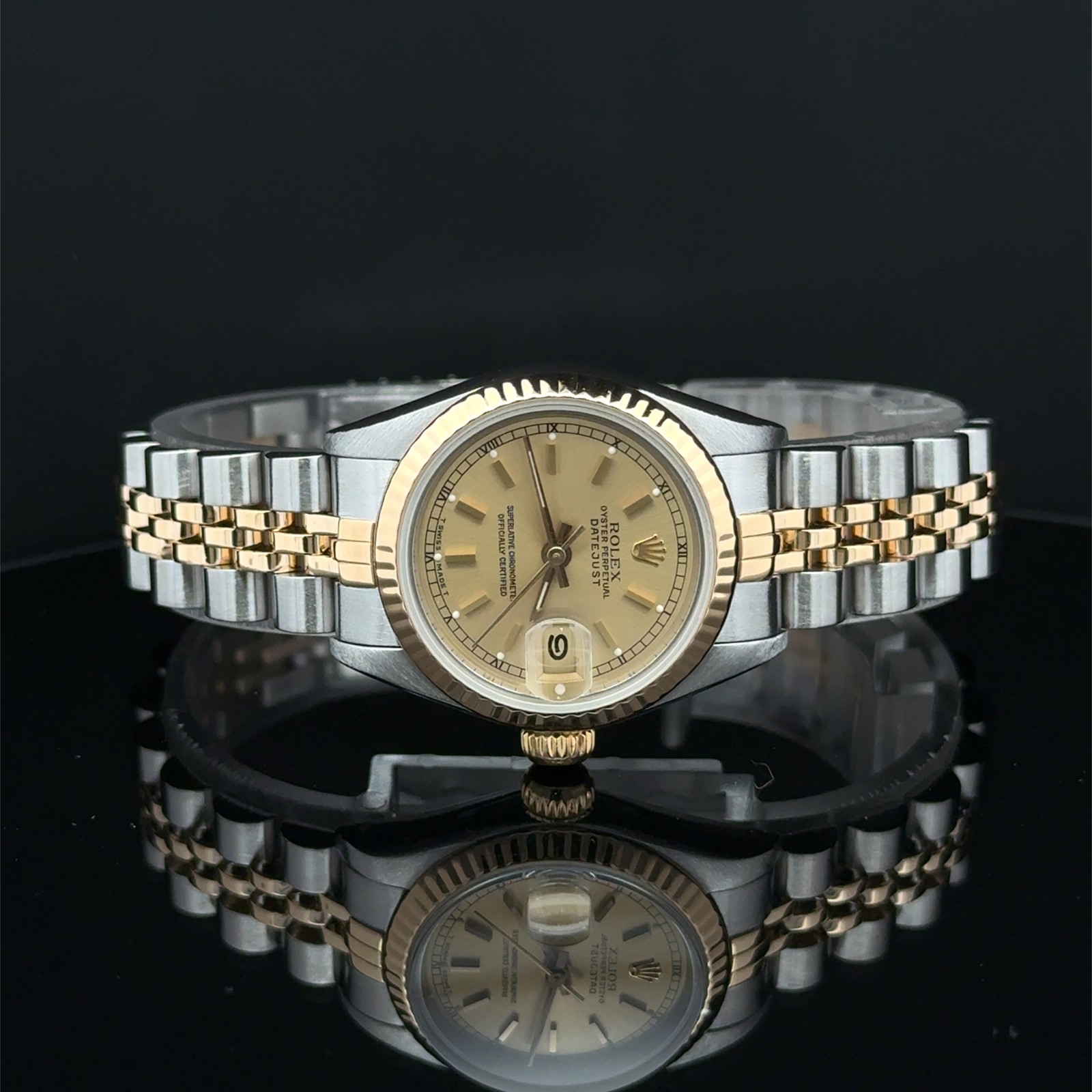 1987 Rolex Datejust Lady Champagne Stick Jubilee 69173 Steel & YG