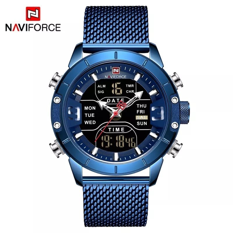 Naviforce Dual Display Chronograph Watch in Stainless Steel For Men