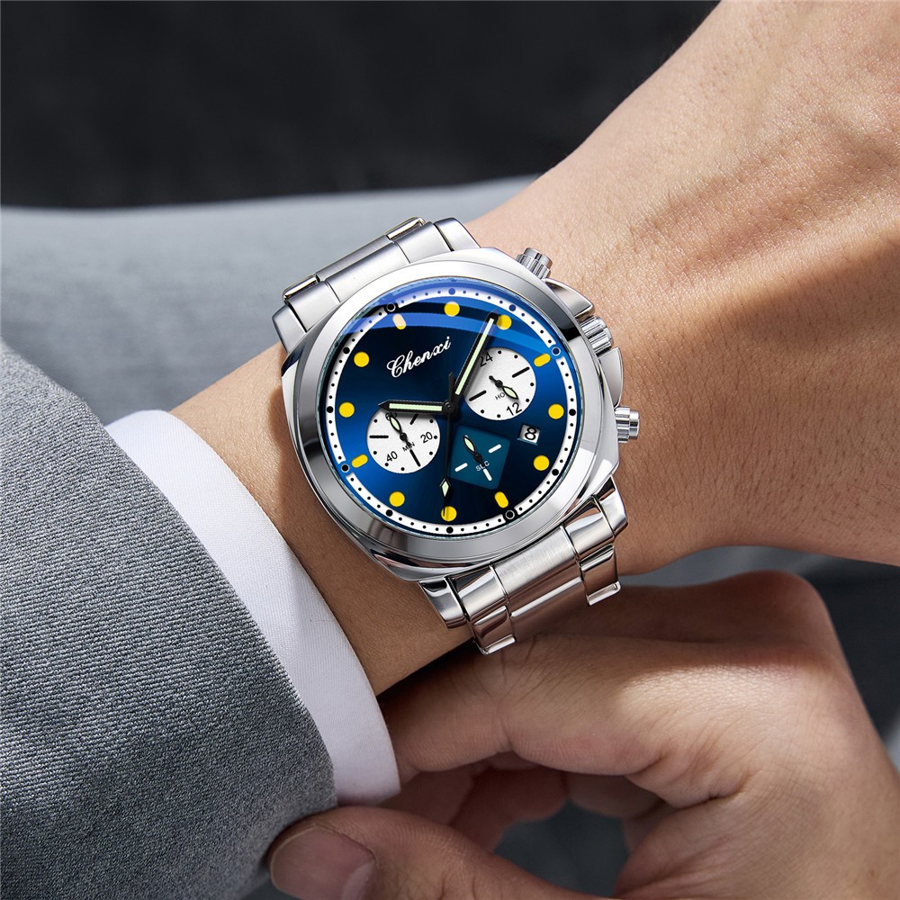 CHENXI Men Quartz Watch Chronograph Wristwatch 24Hours Weekday Boy Sport Watches