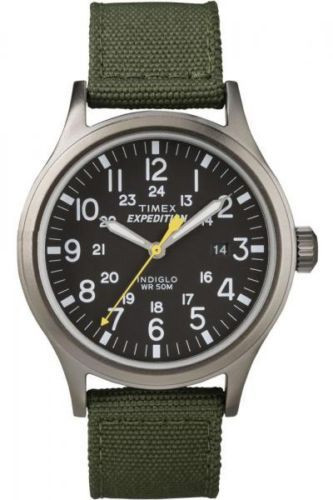 Timex T49961, Men’s Expedition Scout Green Fabric Watch, Date, Indiglo, NEW